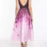 Floral Printed Mikado Midi Dress