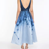 Floral Printed Mikado Midi Dress