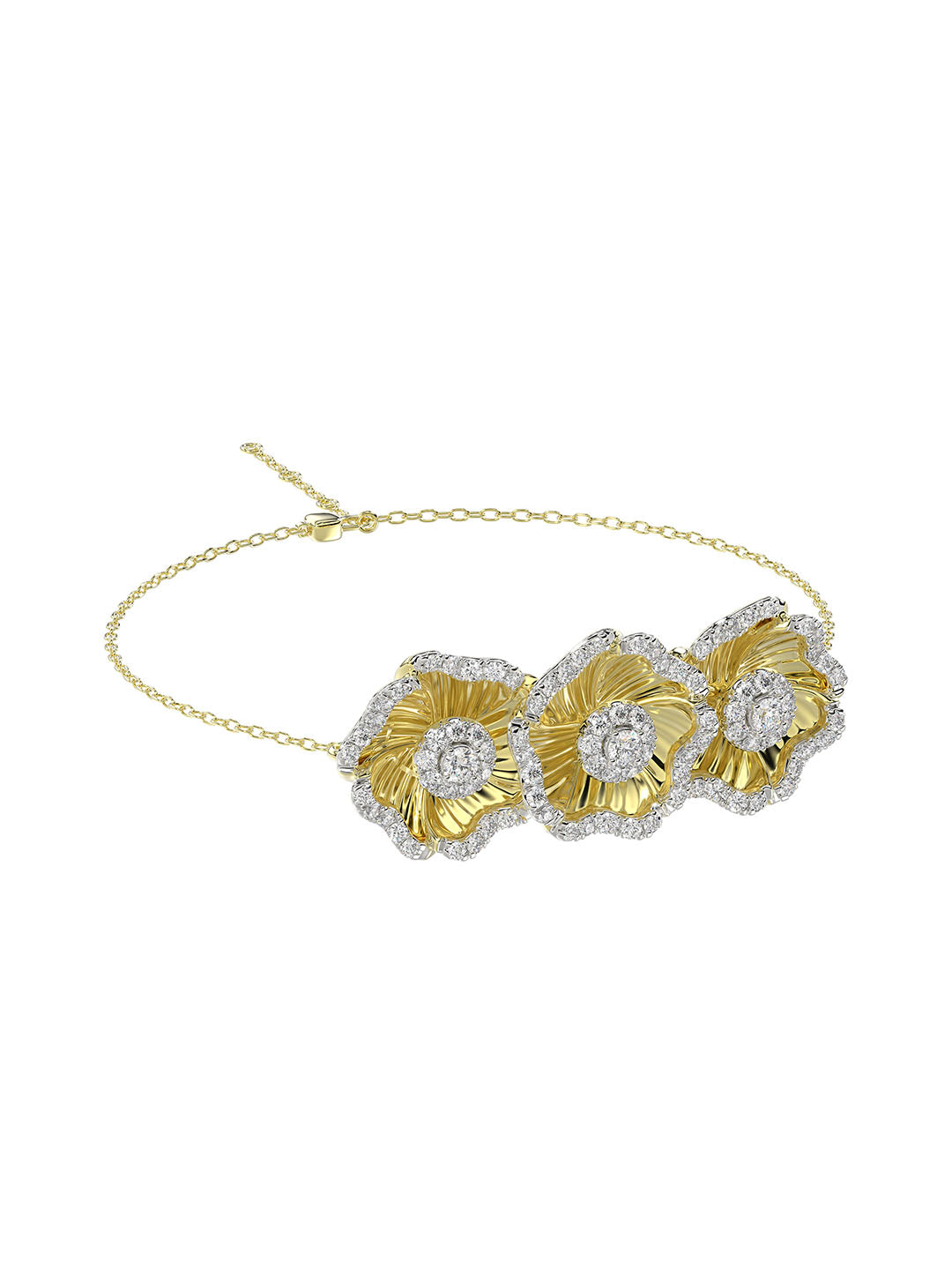 Halo Flower Yellow Gold Bracelet | Marchesa