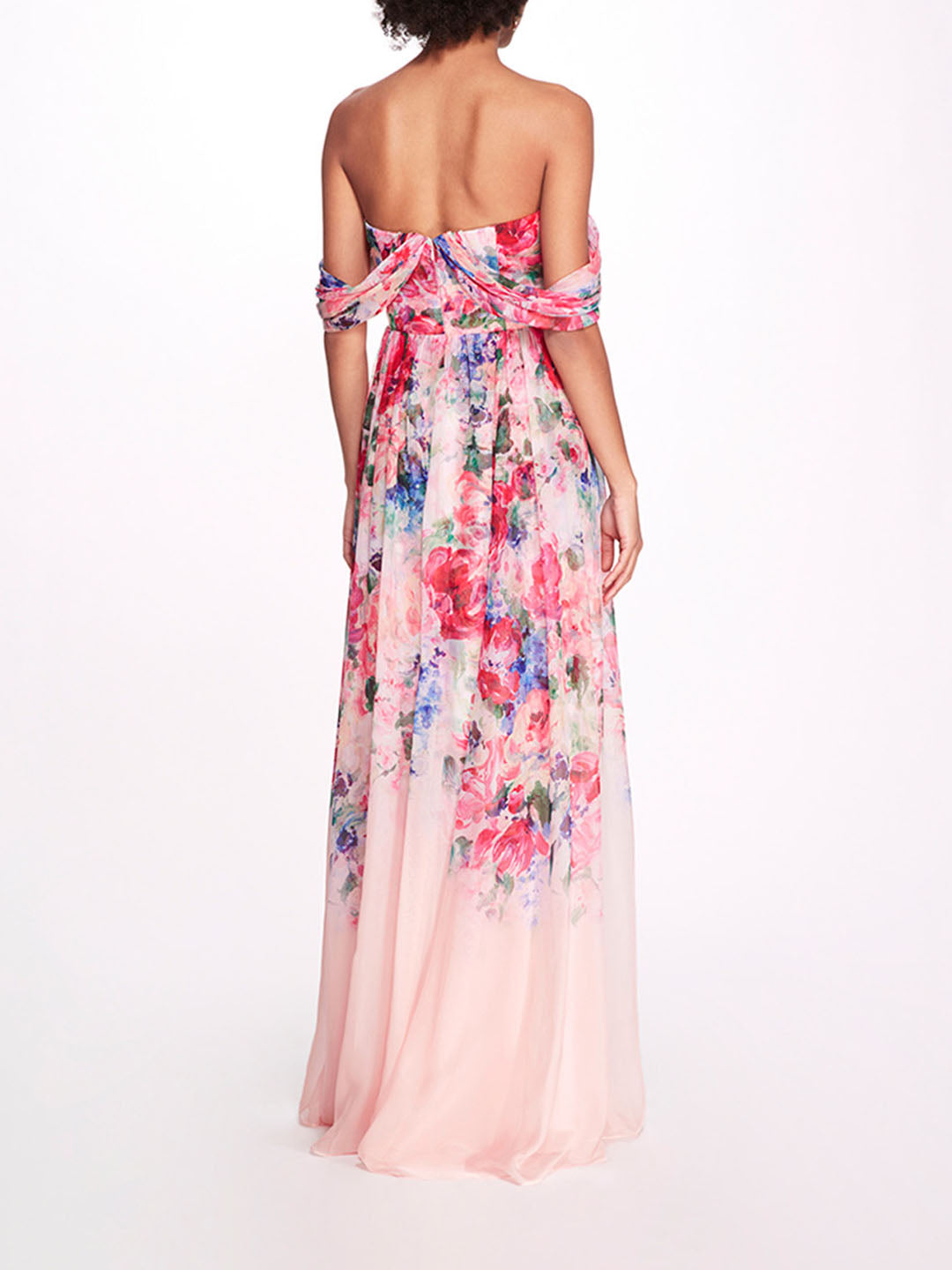 Off Shoulder Chiffon A-Line Gown | Marchesa