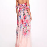 Off Shoulder Chiffon A-Line Gown | Marchesa