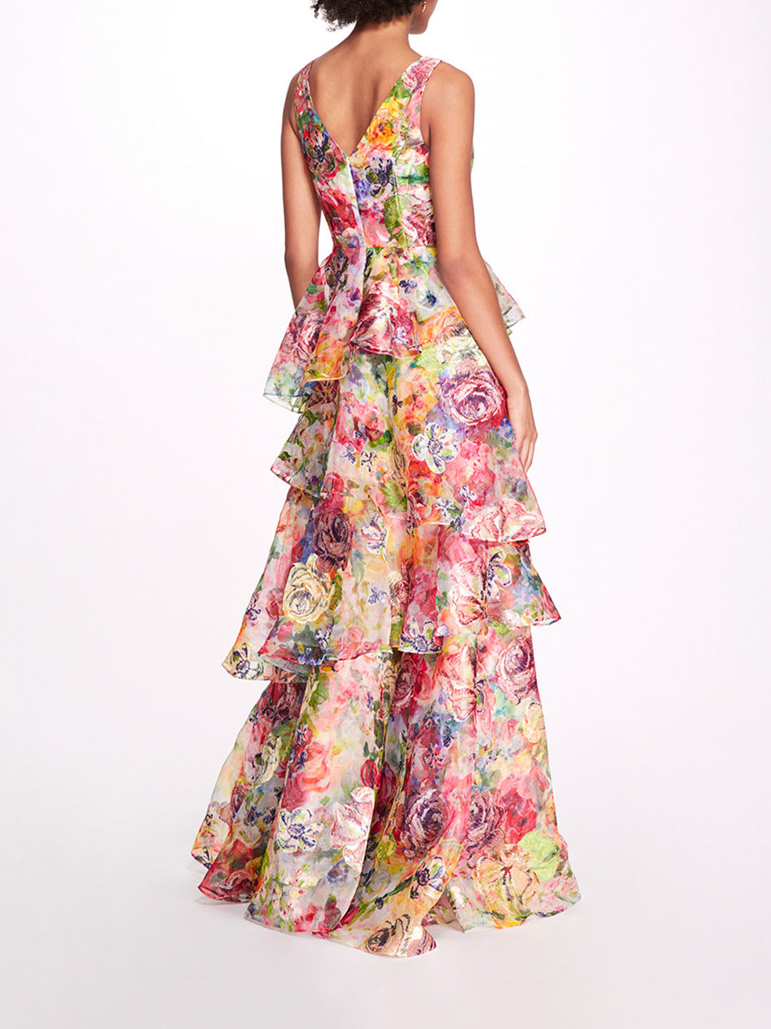 Embroidered Organza V-Neck Gown | Marchesa