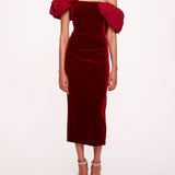Asymmetrical Velvet Midi Dress | Marchesa