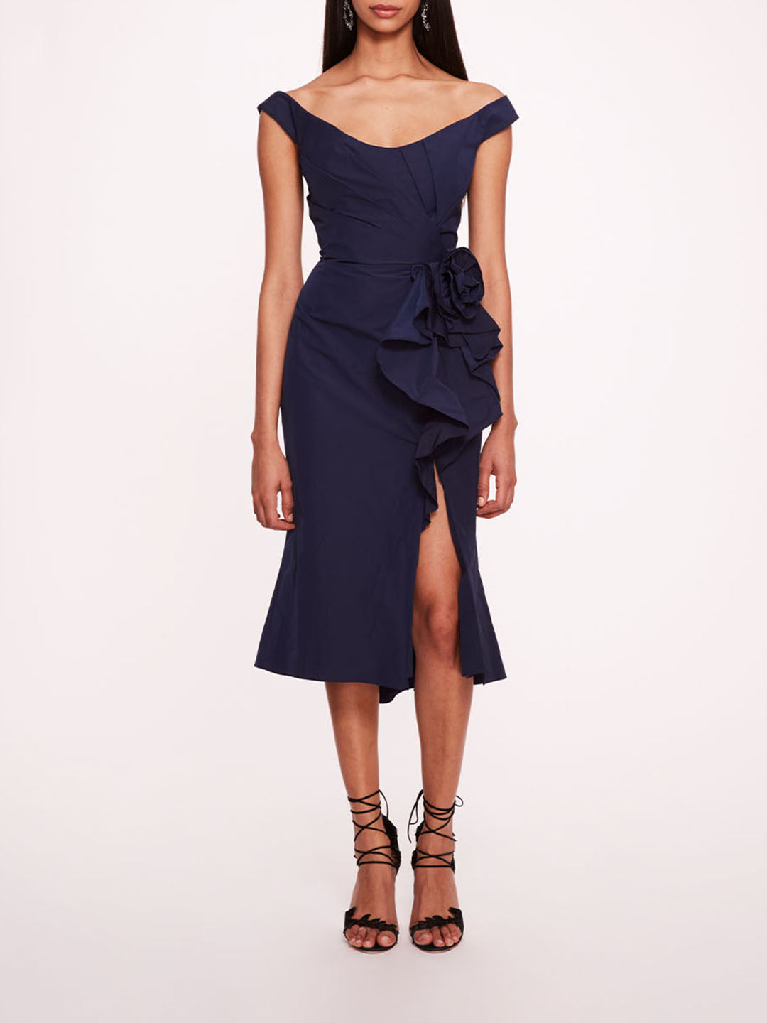 Taffeta Trumpet Midi Dress | Marchesa