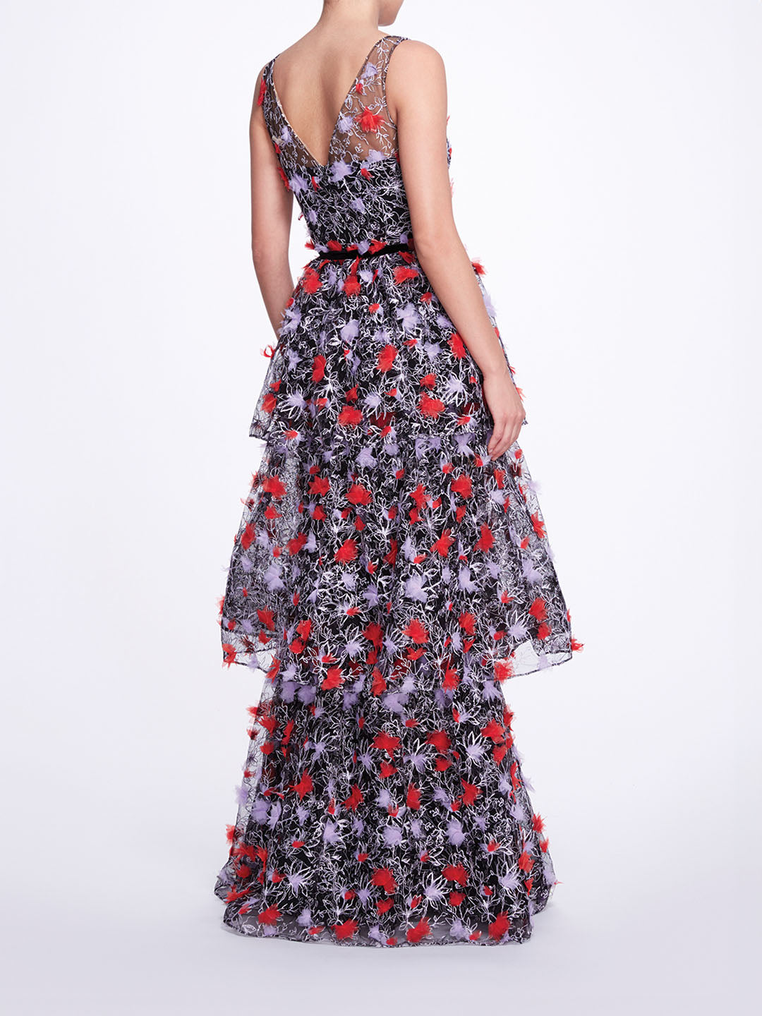 Tiered Embroidered Floral Gown | Marchesa