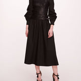 Faux Leather Poplin Corset Dress | Marchesa