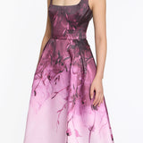 Floral Printed Mikado Midi Dress