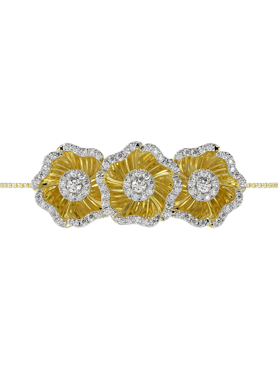 Halo Flower Yellow Gold Bracelet | Marchesa