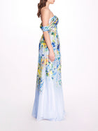 Off Shoulder Chiffon A-Line Gown | Marchesa