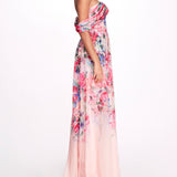 Off Shoulder Chiffon A-Line Gown | Marchesa