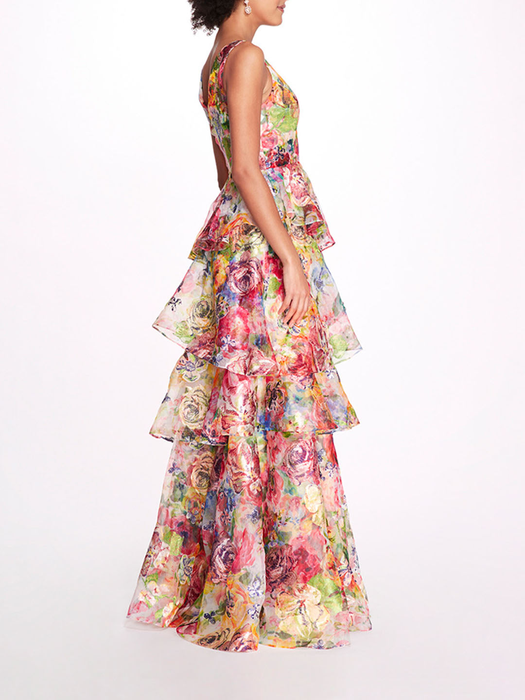 Embroidered Organza V-Neck Gown | Marchesa