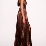 Metallic Lame Pleated Gown | Marchesa