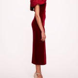 Asymmetrical Velvet Midi Dress | Marchesa