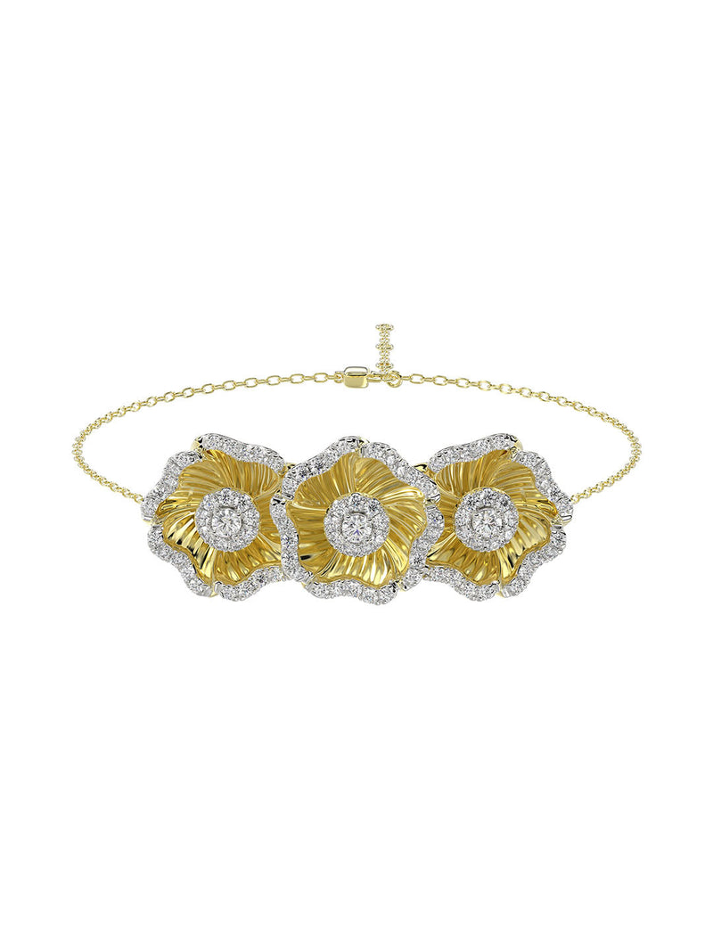 Halo Flower Yellow Gold Bracelet | Marchesa