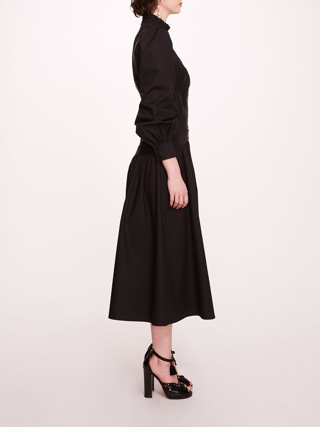 Faux Leather Poplin Corset Dress | Marchesa