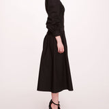 Faux Leather Poplin Corset Dress | Marchesa