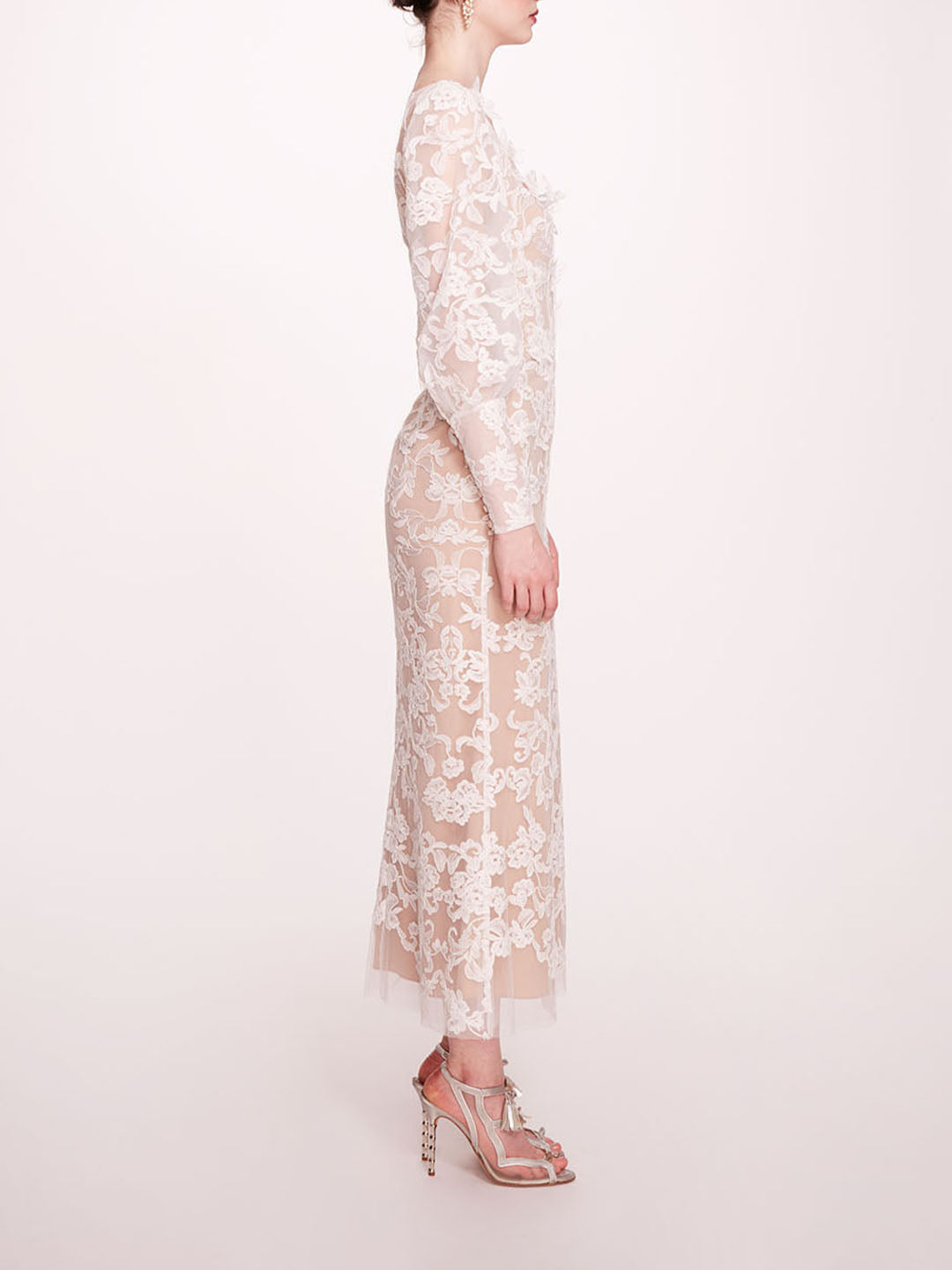 Long Sleeve Corded Midi Dress | Marchesa