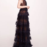 Tiered Terrarium V-Neck Gown