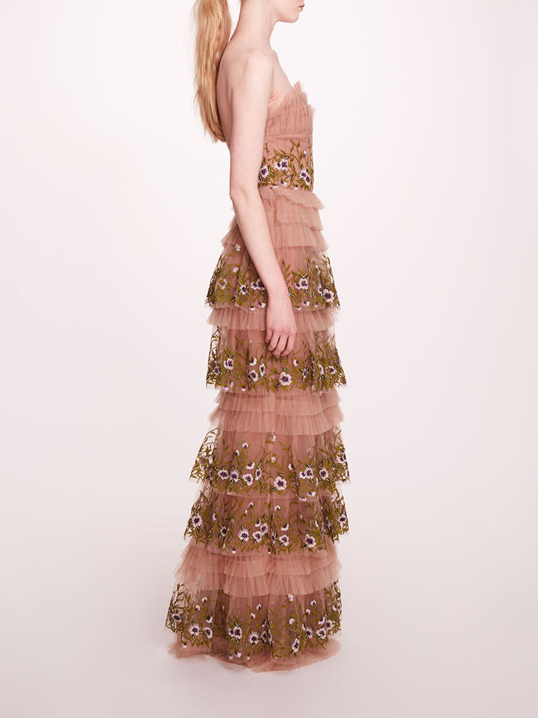 Tiered Terrarium Column Gown Marchesa