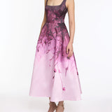 Floral Printed Mikado Midi Dress