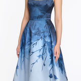 Floral Printed Mikado Midi Dress