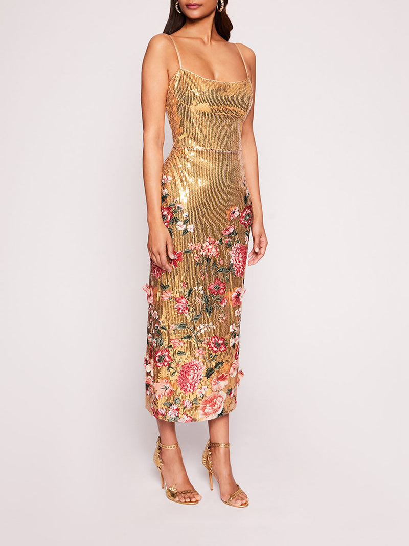 Shimmer Midi Dress | Marchesa
