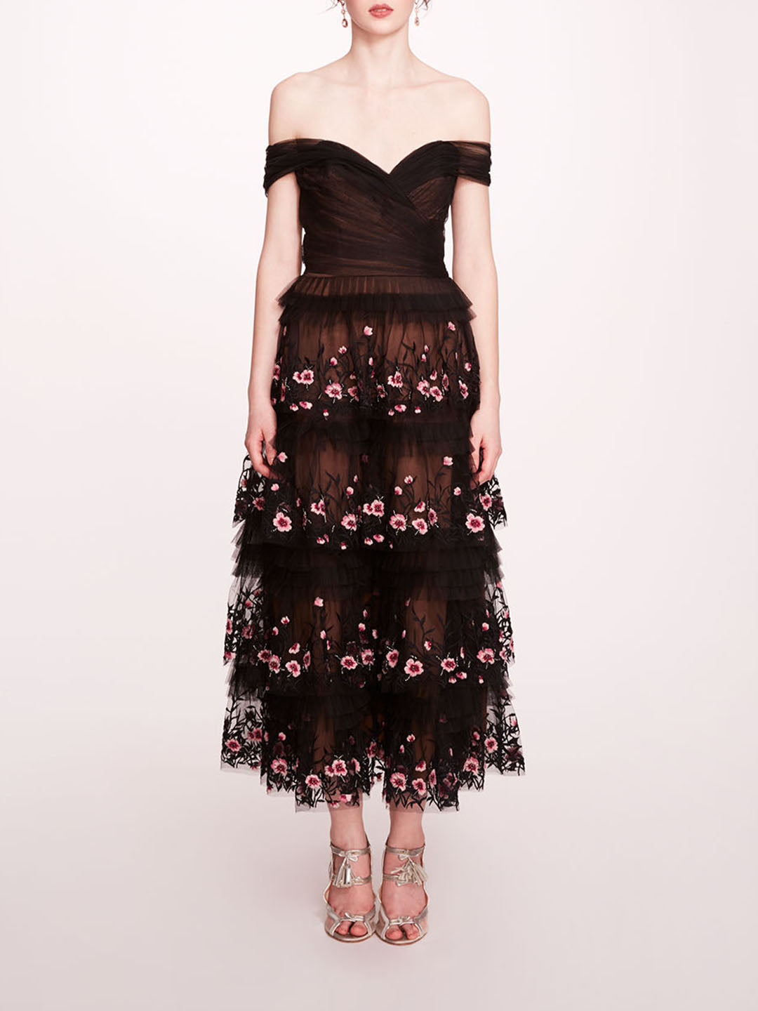 Tiered Terrarium Midi Dress | Marchesa