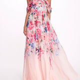 Off Shoulder Chiffon A-Line Gown | Marchesa