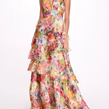 Embroidered Organza V-Neck Gown | Marchesa