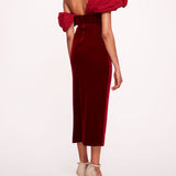 Asymmetrical Velvet Midi Dress | Marchesa