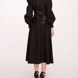 Faux Leather Poplin Corset Dress | Marchesa