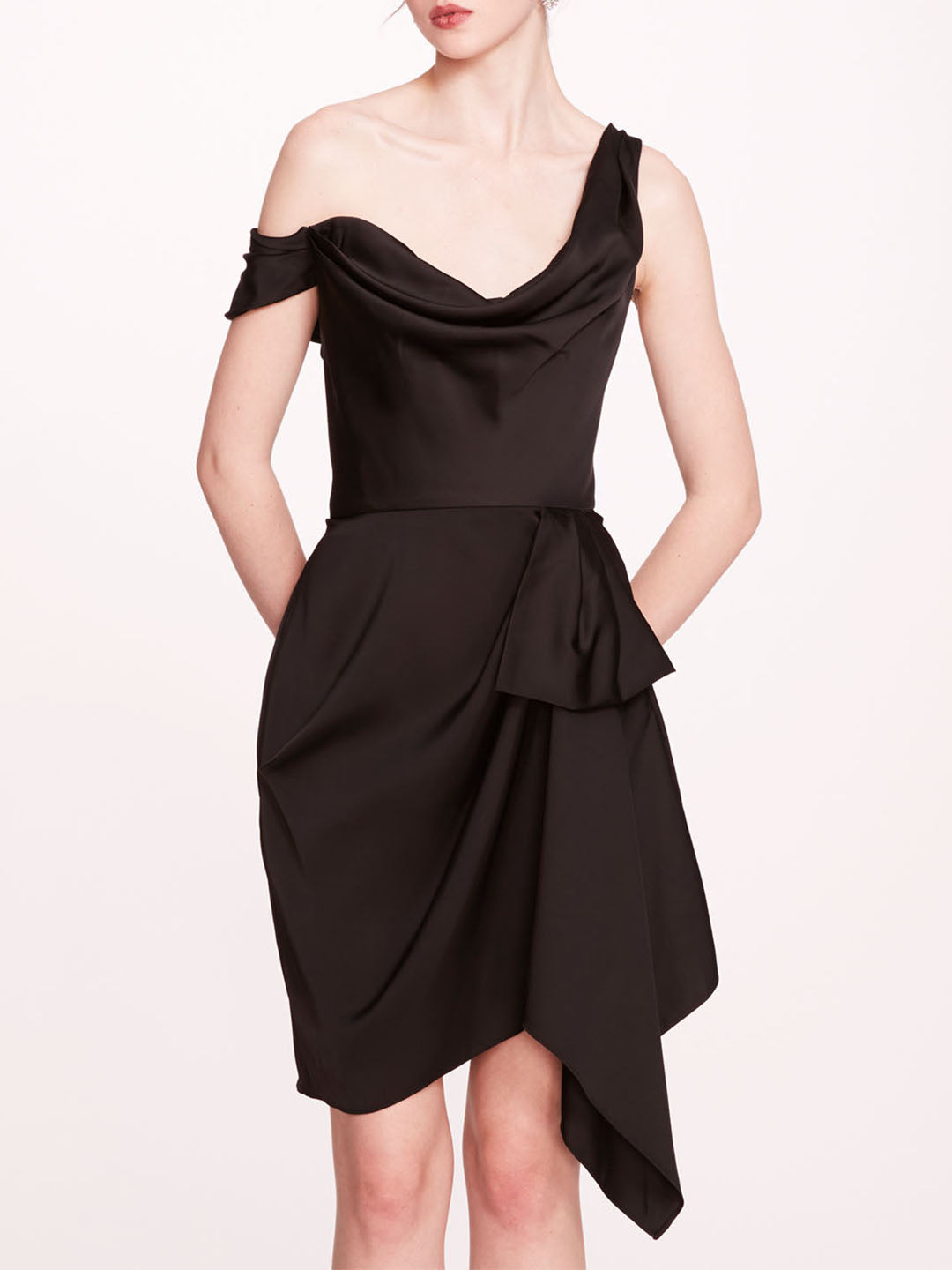Asymmetrical Satin Mini Dress | Marchesa
