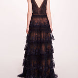 Tiered Terrarium V-Neck Gown