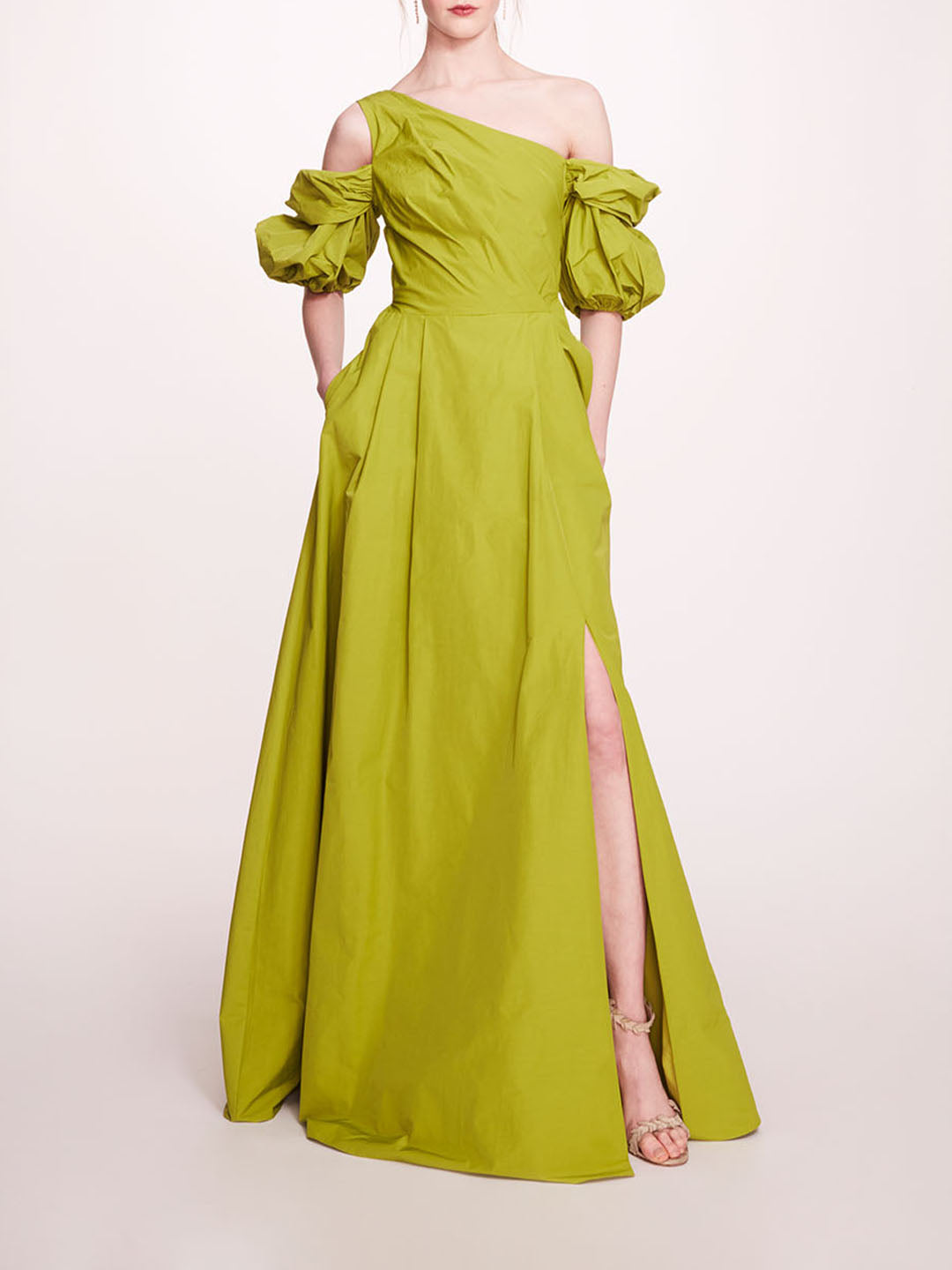 Bubble Sleeve Taffeta Gown | Marchesa