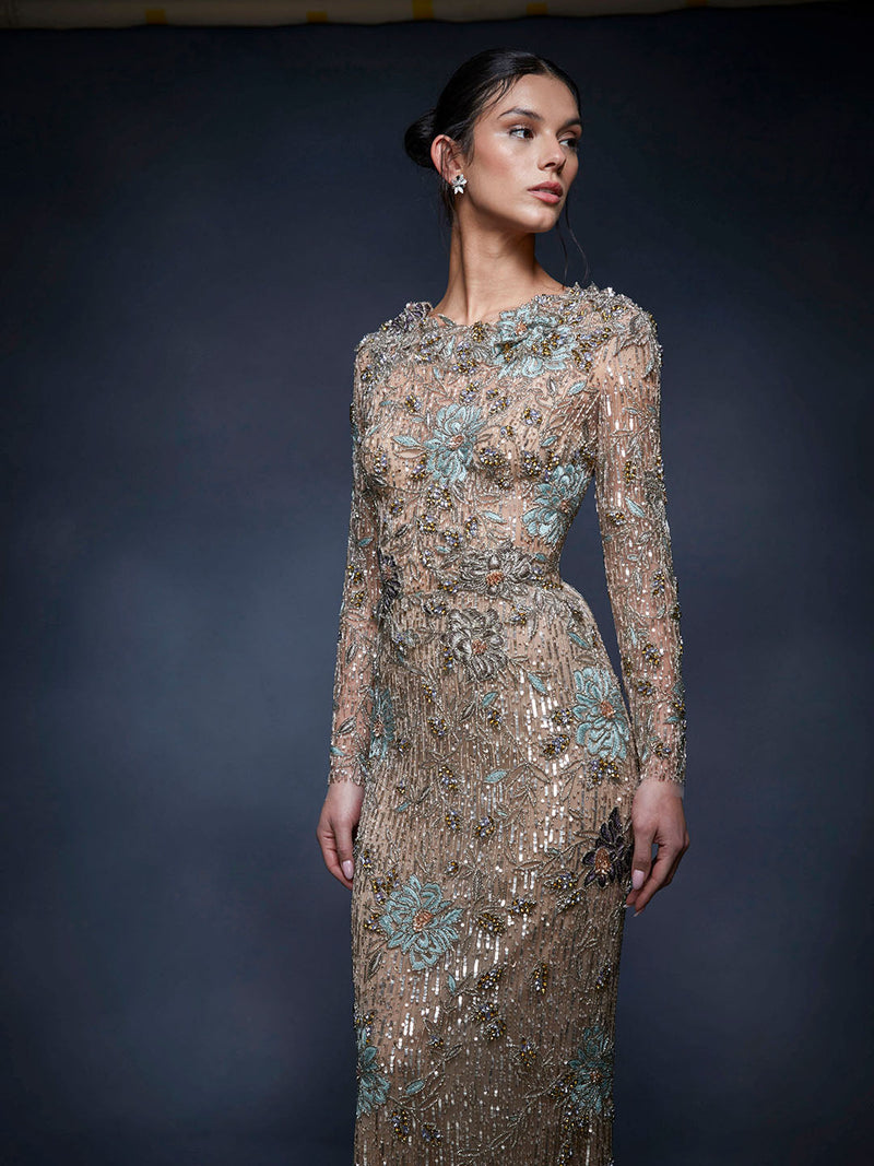 marchesa prom dresses Marchesa Textured Organza Ball Gown with Floral Draped Details