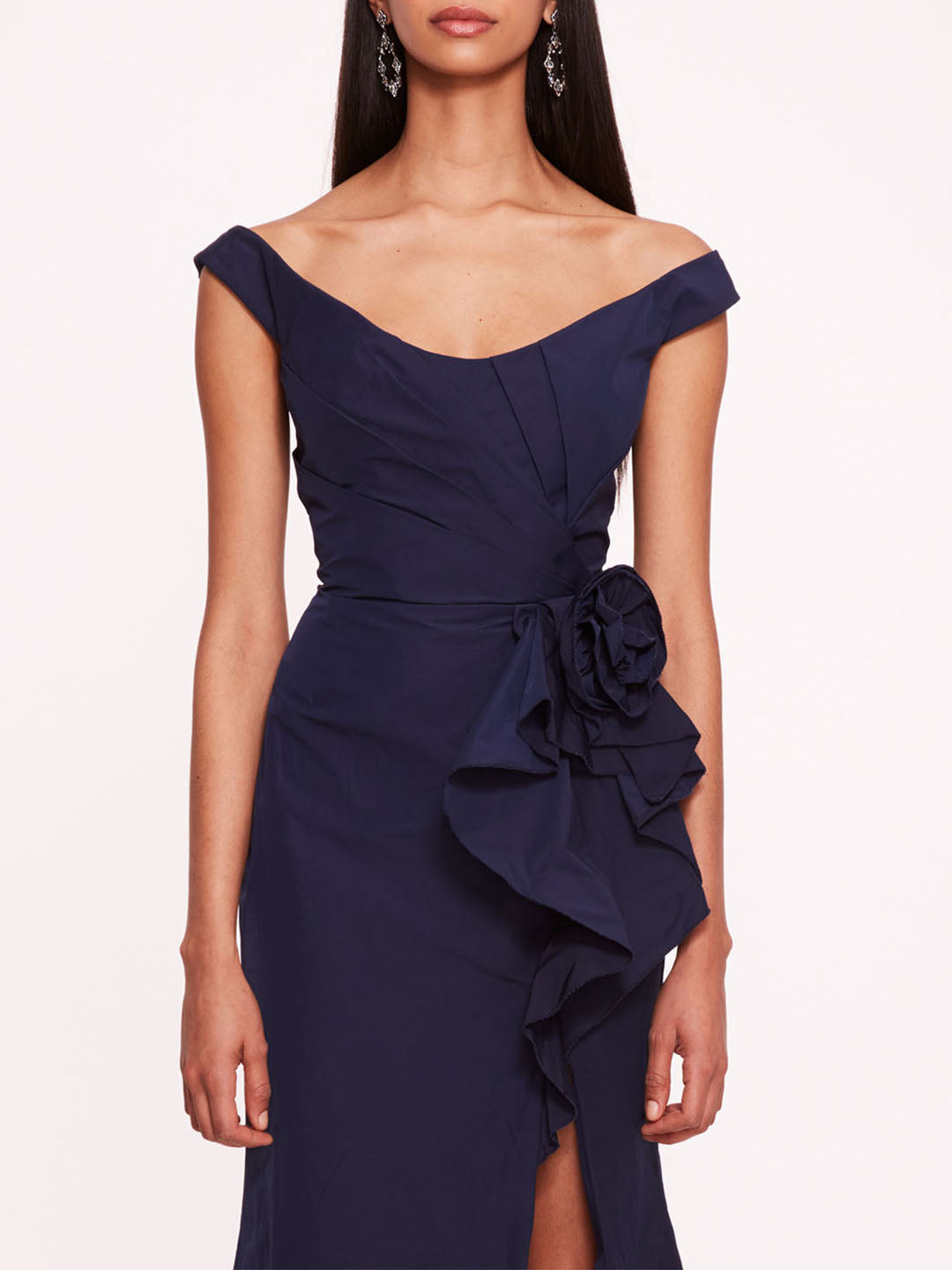 Taffeta Trumpet Midi Dress | Marchesa