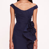 Taffeta Trumpet Midi Dress | Marchesa