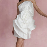 Rosette Taffeta Mini Dress