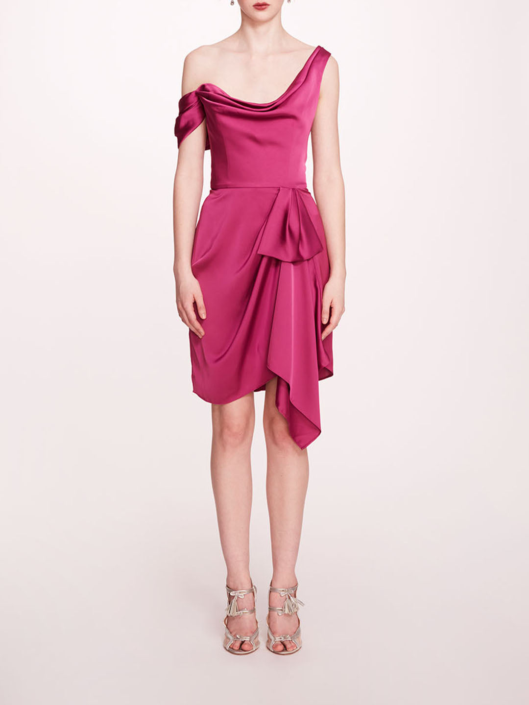 Asymmetrical Satin Mini Dress | Marchesa