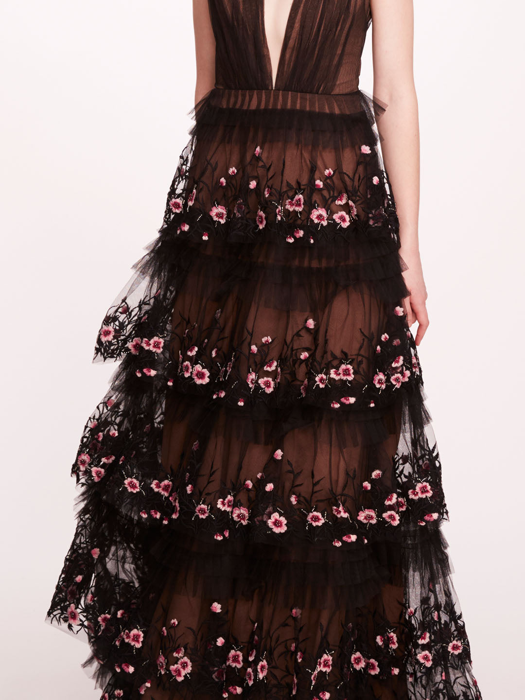 Tiered Terrarium V-Neck Gown | Marchesa