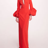 Puffed Sleeve Column Gown | Marchesa