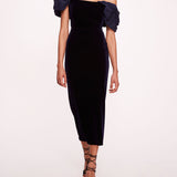 Asymmetrical Velvet Midi Dress | Marchesa