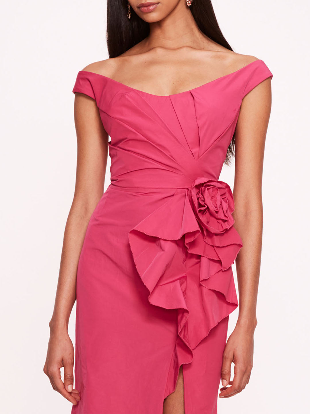 Taffeta Trumpet Midi Dress | Marchesa