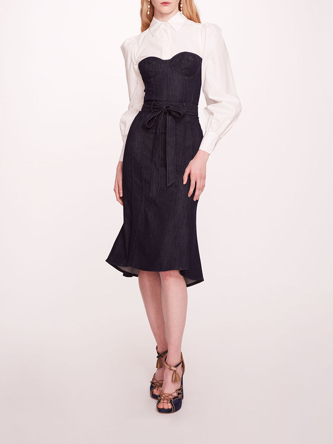 Denim Poplin Shirt Dress | Marchesa