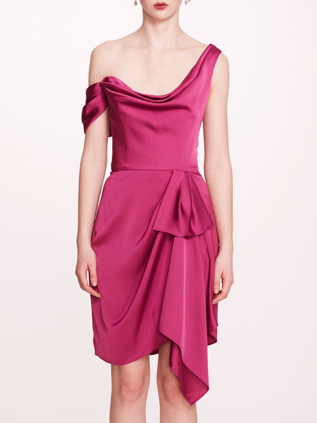 Asymmetrical Satin Mini Dress | Marchesa