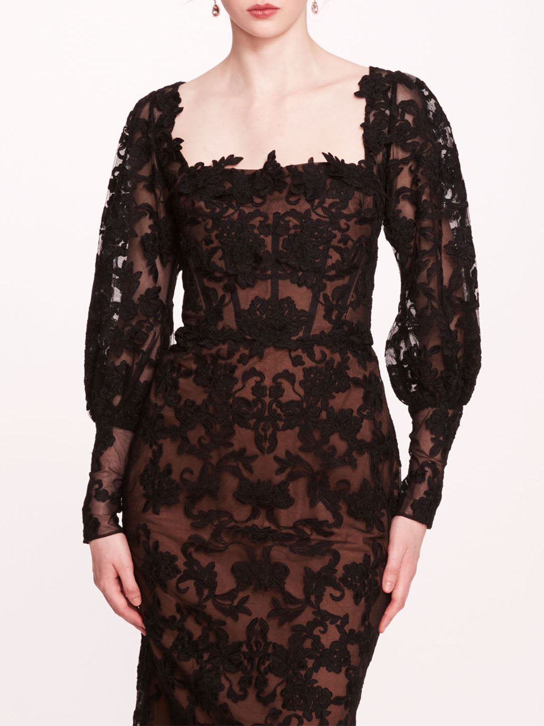 Long Sleeve Corded Midi Dress – Marchesa
