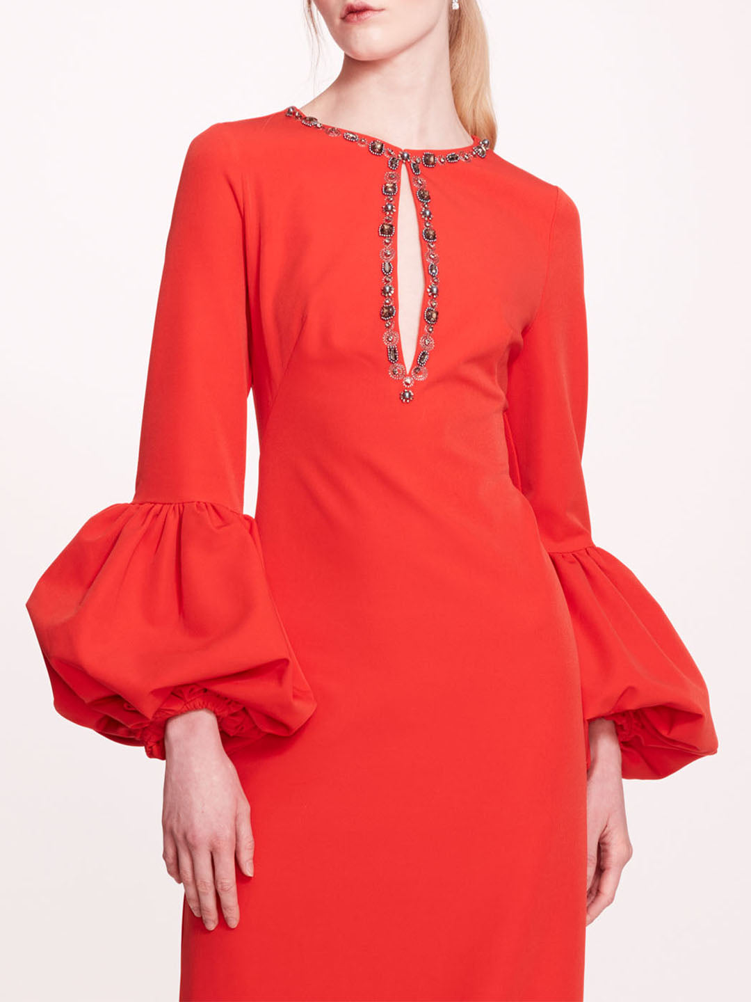 Puffed Sleeve Column Gown | Marchesa