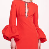 Puffed Sleeve Column Gown | Marchesa