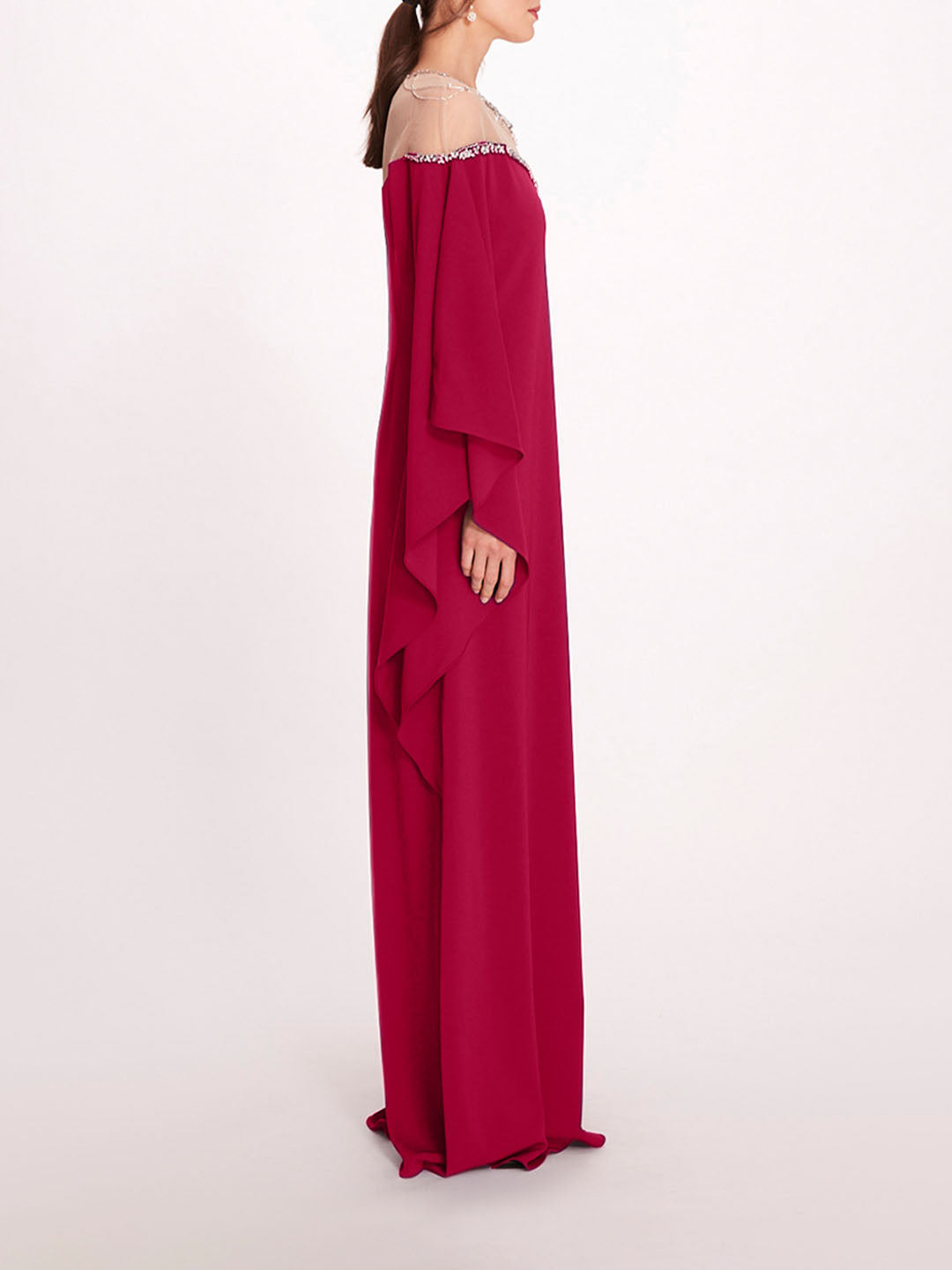 Embroidered Illusion Kaftan | Marchesa