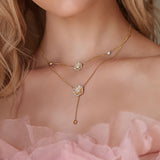 Halo Flower Yellow Gold Necklace | Marchesa